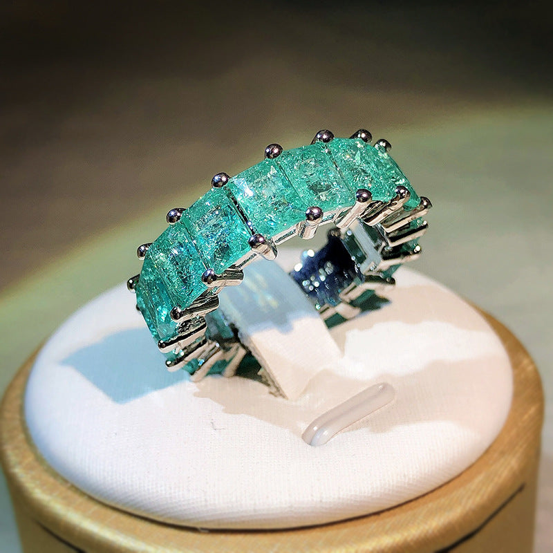 Anillo cuadrado de turmalina Paraiba de Olivenorma