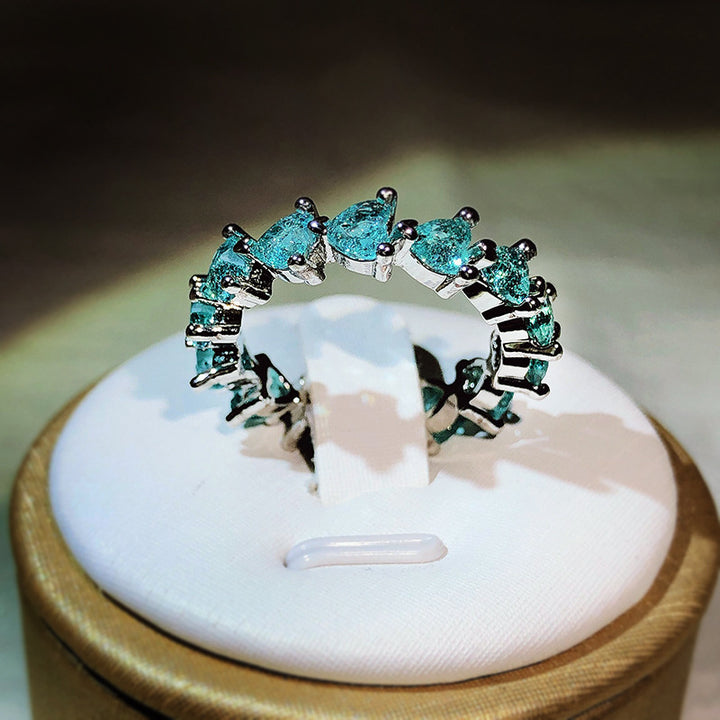 Anillo en forma de corazón con turmalina Paraiba de Olivenorma