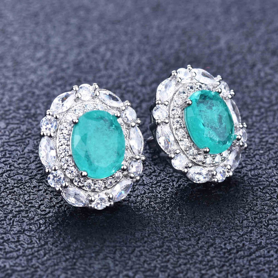 Conjunto de joyas de turmalina Paraiba con flores de Olivenorma
