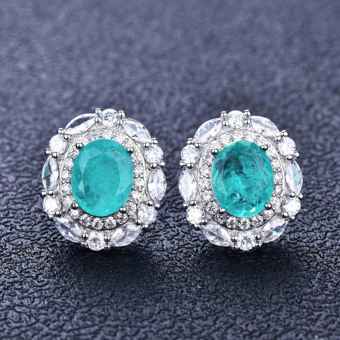 Conjunto de joyas de turmalina Paraiba con flores de Olivenorma