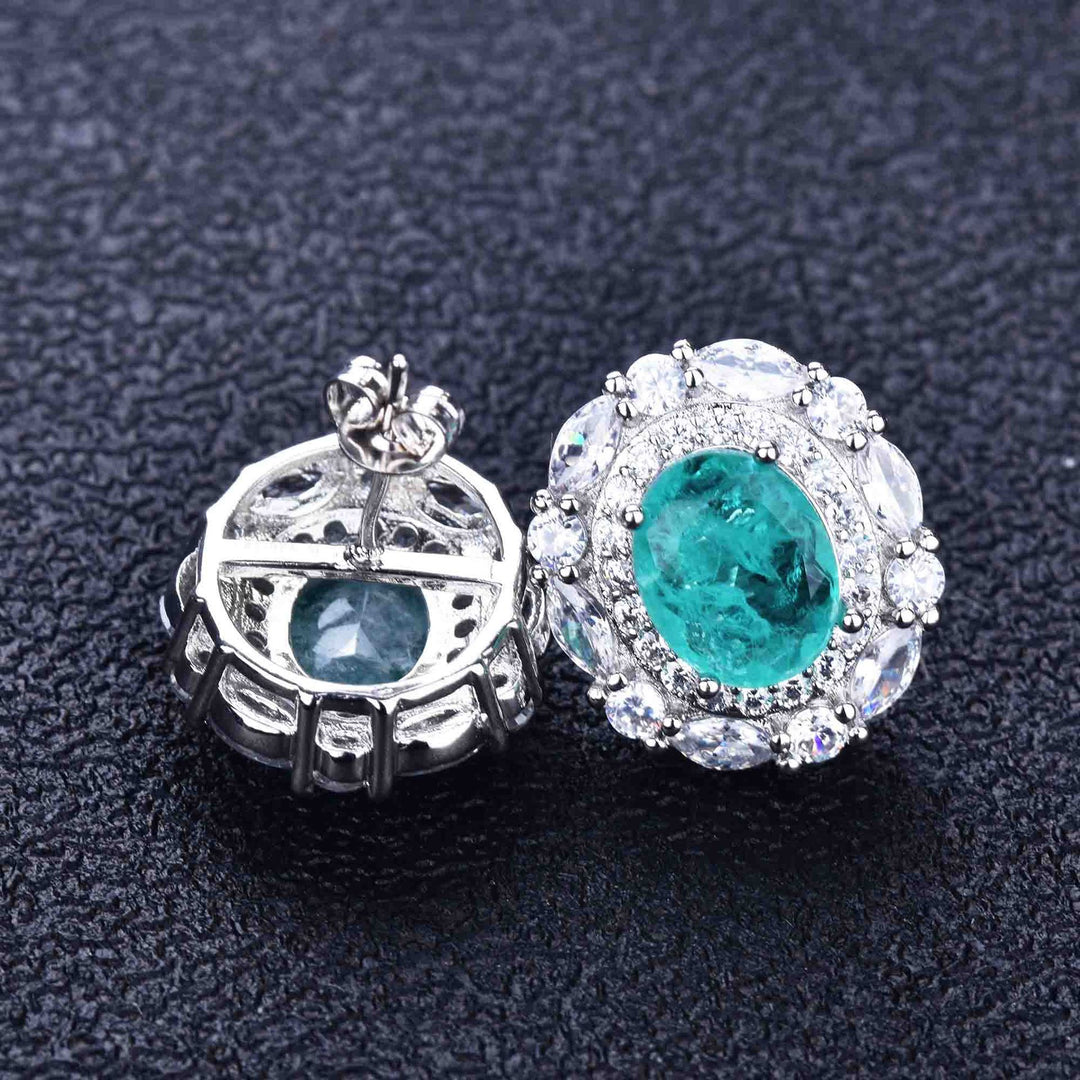 Conjunto de joyas de turmalina Paraiba con flores de Olivenorma