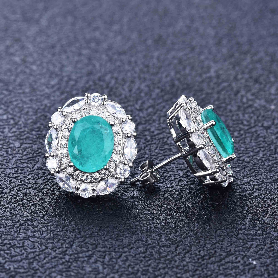 Conjunto de joyas de turmalina Paraiba con flores de Olivenorma