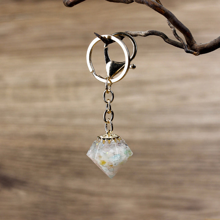 Llavero de orgón con grava de cristal natural de Olivenorma
