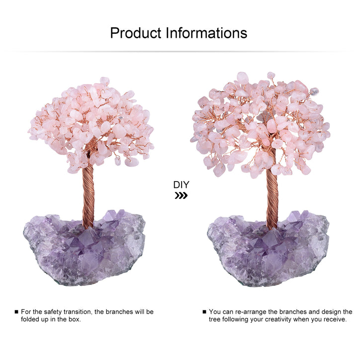 Árbol de la vida de cuarzo rosa con base de amatista de Olivenorma Árbol del Feng Shui