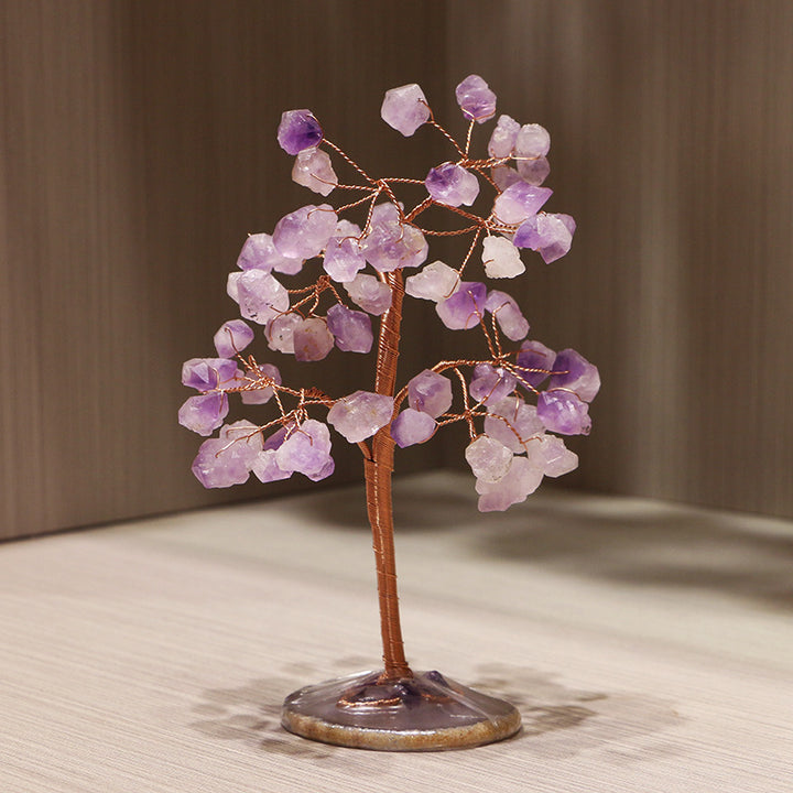 Piedras preciosas de Olivenorma: capullo de amatista, ágata, base de chip, árbol de Feng Shui