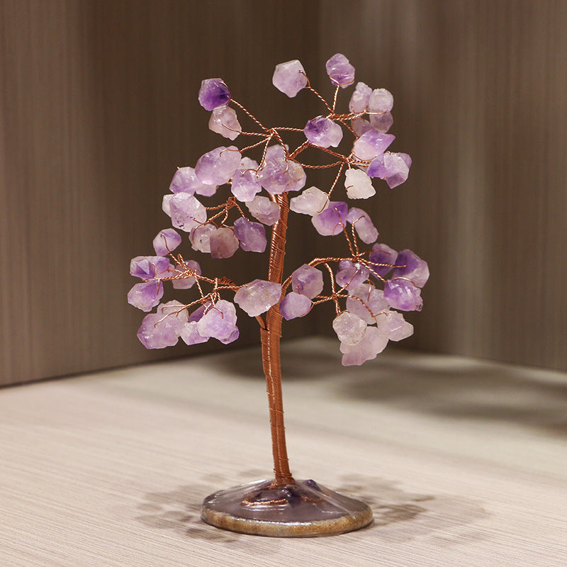 Piedras preciosas de Olivenorma: capullo de amatista, ágata, base de chip, árbol de Feng Shui