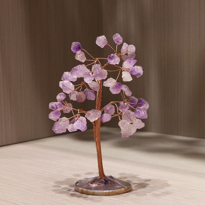 Piedras preciosas de Olivenorma: capullo de amatista, ágata, base de chip, árbol de Feng Shui