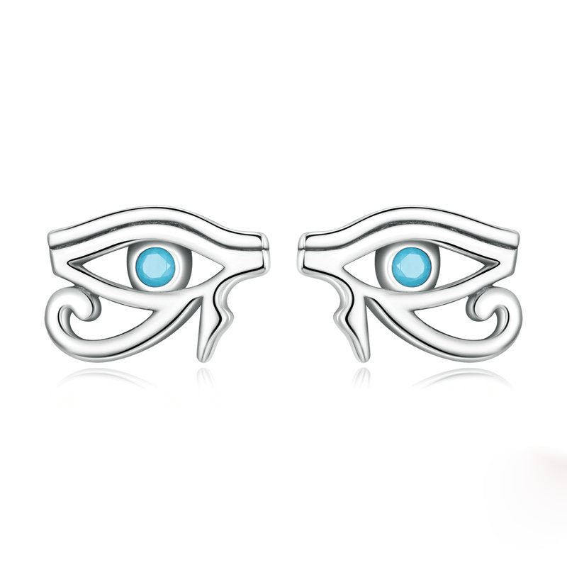 Pendientes de ojo de Horus con turquesa de plata de ley S925 de Olivenorma 