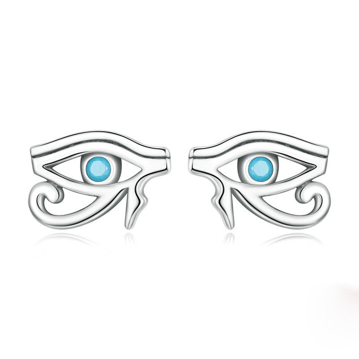 Pendientes de ojo de Horus con turquesa de plata de ley S925 de Olivenorma 