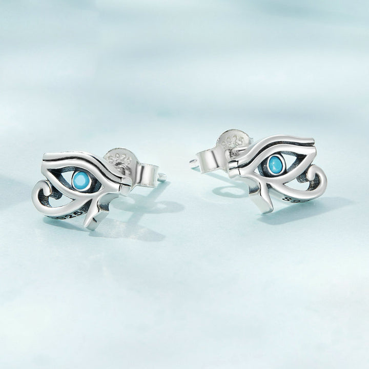 Pendientes de ojo de Horus con turquesa de plata de ley S925 de Olivenorma 