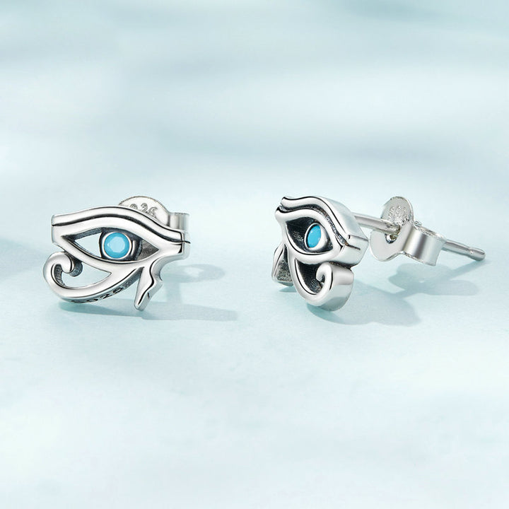 Pendientes de ojo de Horus con turquesa de plata de ley S925 de Olivenorma 