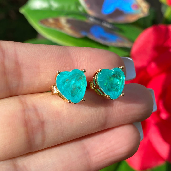 Pendientes con forma de corazón de turmalina de Paraíba de Olivenorma