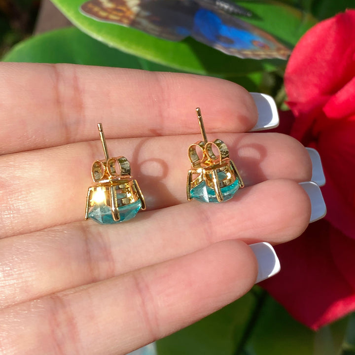 Pendientes con forma de corazón de turmalina de Paraíba de Olivenorma