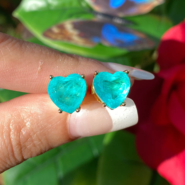Pendientes con forma de corazón de turmalina de Paraíba de Olivenorma