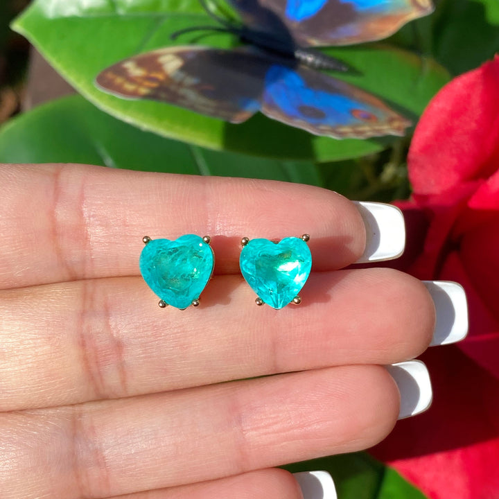 Pendientes con forma de corazón de turmalina de Paraíba de Olivenorma