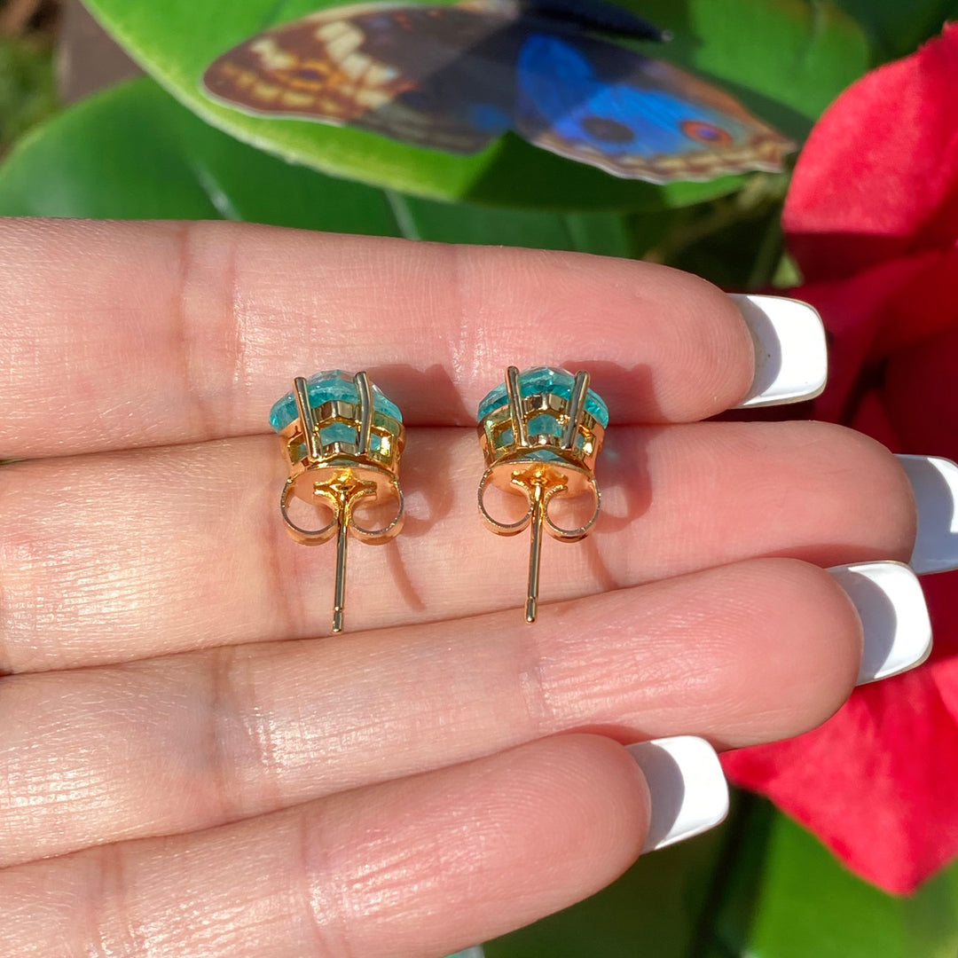 Pendientes con forma de corazón de turmalina de Paraíba de Olivenorma