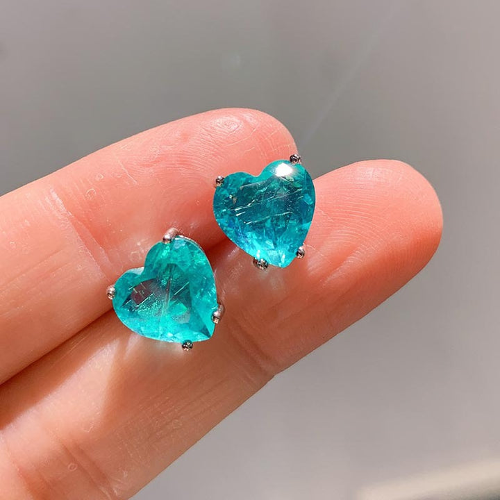 Pendientes con forma de corazón de turmalina de Paraíba de Olivenorma