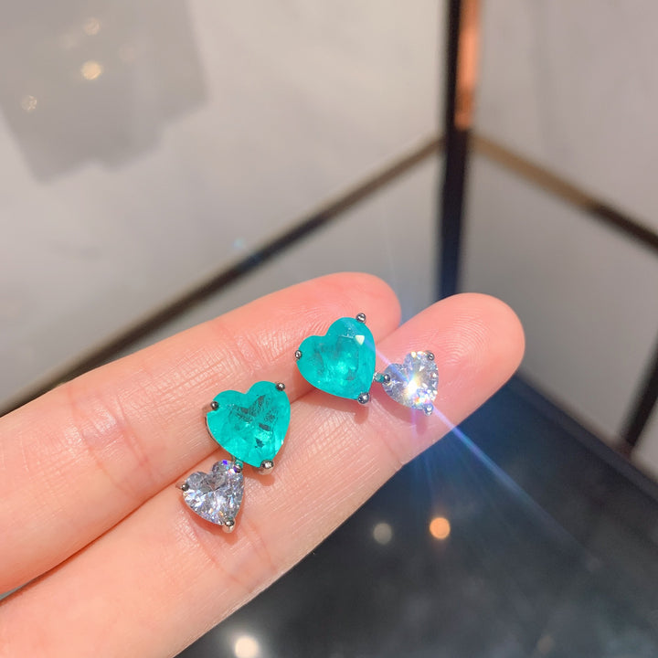 Pendientes con forma de corazón de turmalina de Paraíba de Olivenorma