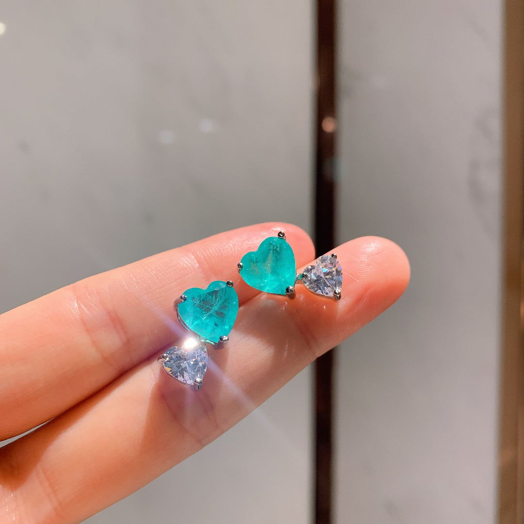 Pendientes con forma de corazón de turmalina de Paraíba de Olivenorma