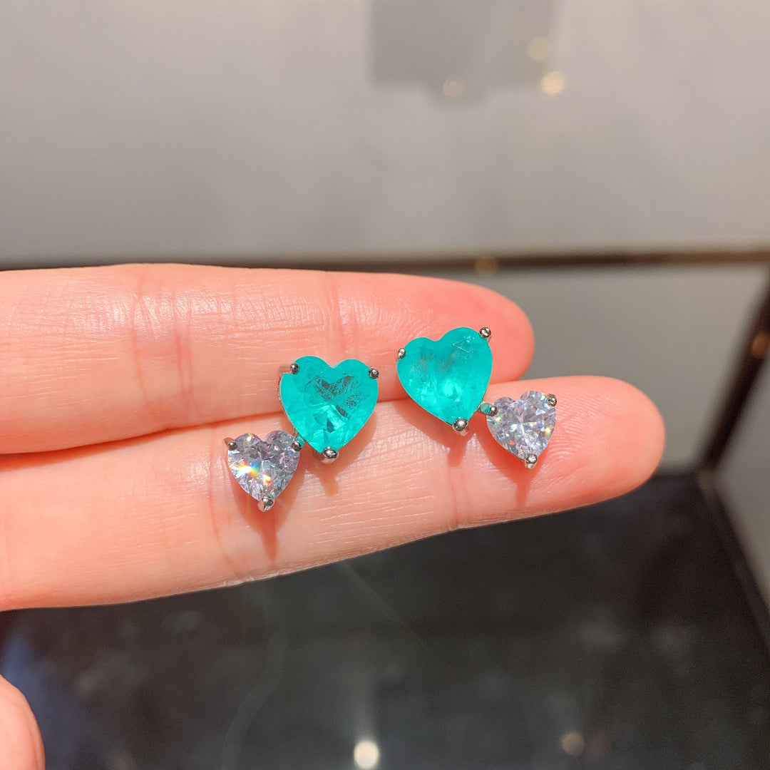 Pendientes con forma de corazón de turmalina de Paraíba de Olivenorma