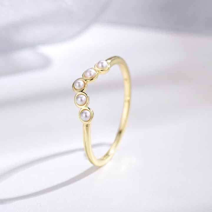 Anillo apilable de amatista y perla en plata S925 de Olivenorma "The Stress Reliever" 