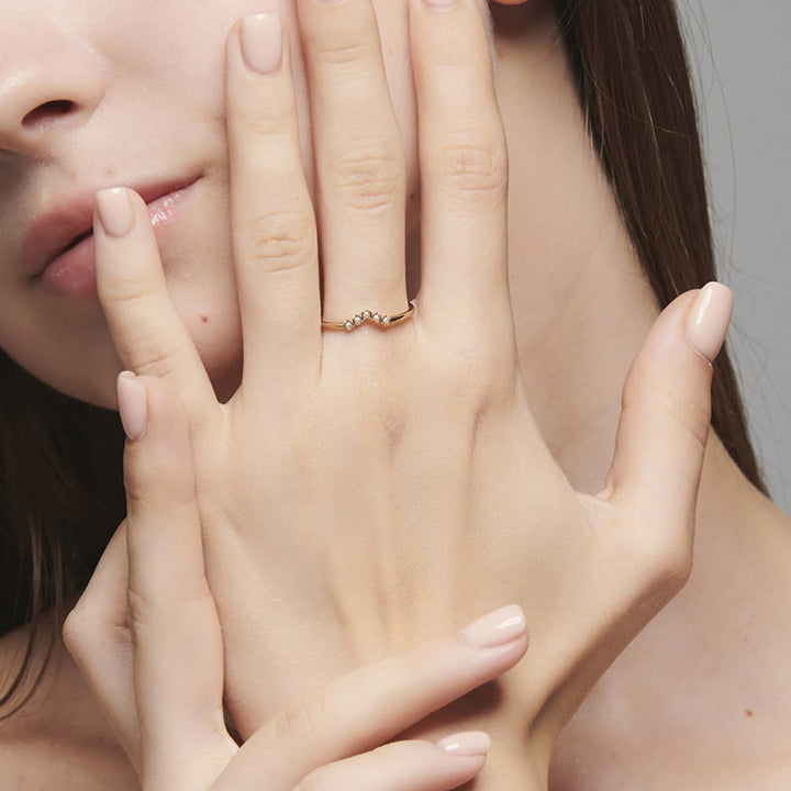 Anillo apilable de amatista y perla en plata S925 de Olivenorma "The Stress Reliever" 