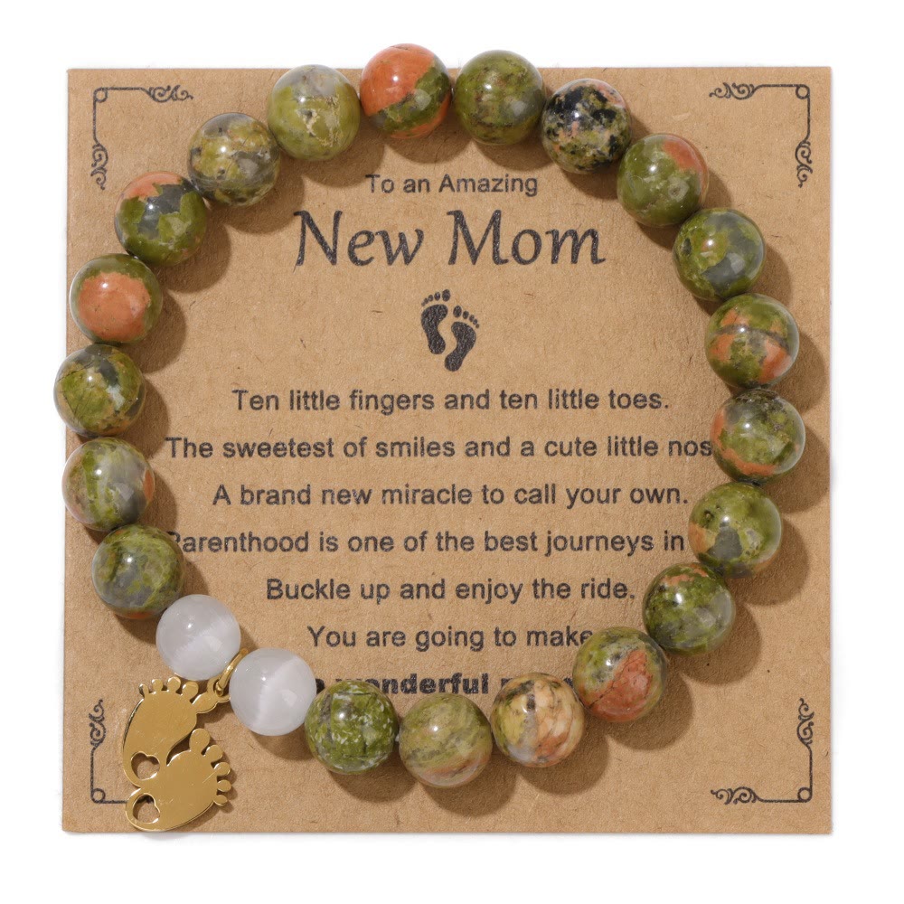 Pulsera de cuentas de piedra natural de regalo "Nueva mamá" de Olivenorma
