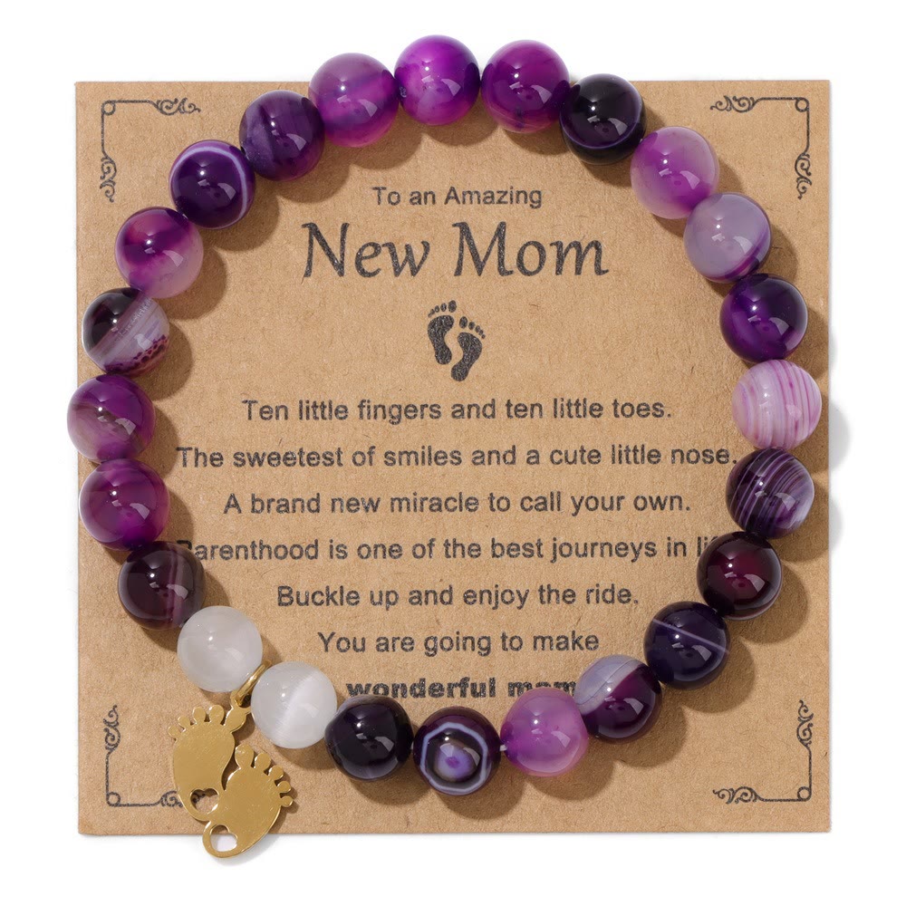 Pulsera de cuentas de piedra natural de regalo "Nueva mamá" de Olivenorma