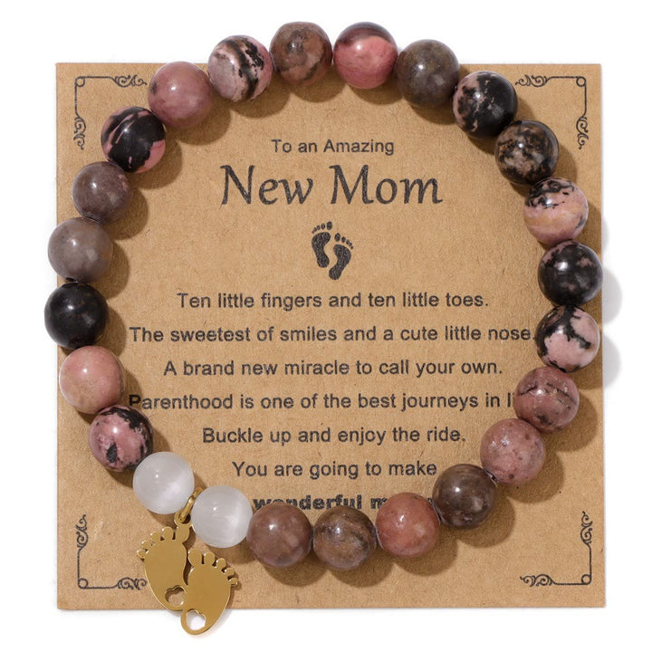 Pulsera de cuentas de piedra natural de regalo "Nueva mamá" de Olivenorma