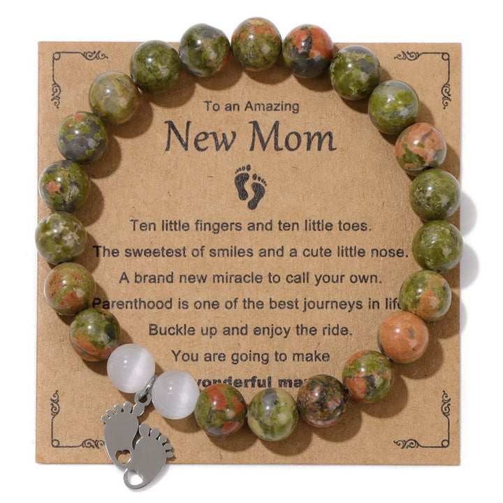 Pulsera de cuentas de piedra natural de regalo "Nueva mamá" de Olivenorma