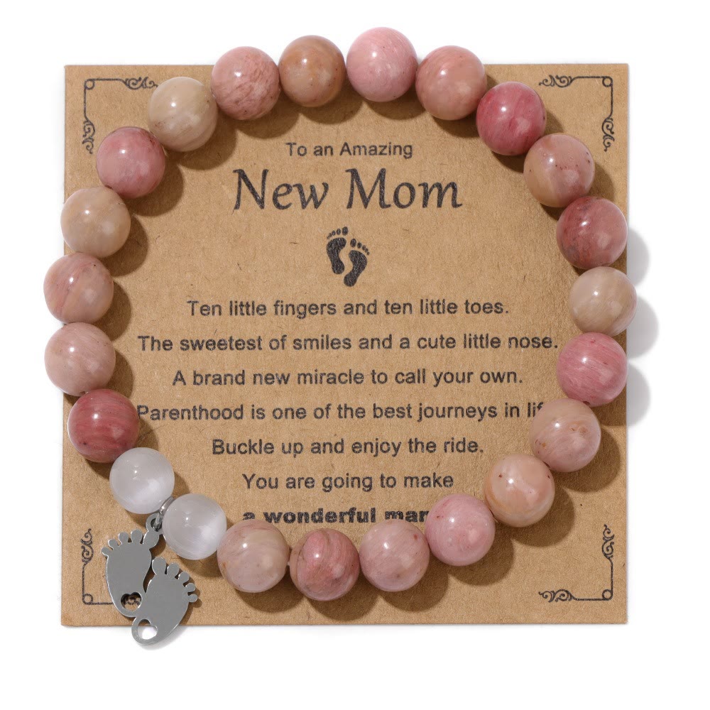 Pulsera de cuentas de piedra natural de regalo "Nueva mamá" de Olivenorma
