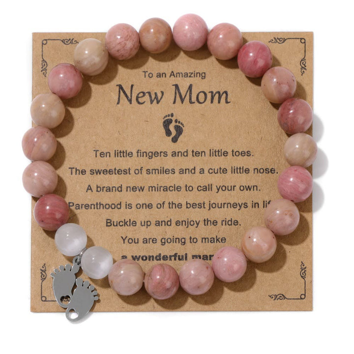 Pulsera de cuentas de piedra natural de regalo "Nueva mamá" de Olivenorma