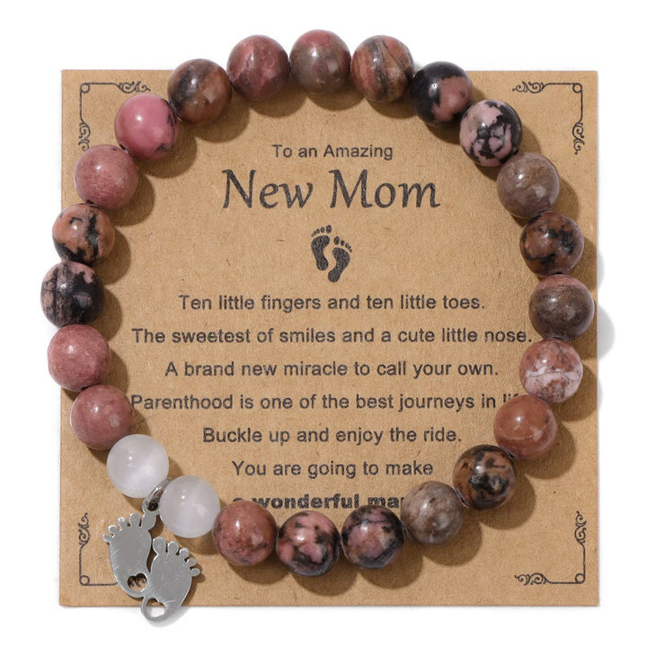 Pulsera de cuentas de piedra natural de regalo "Nueva mamá" de Olivenorma