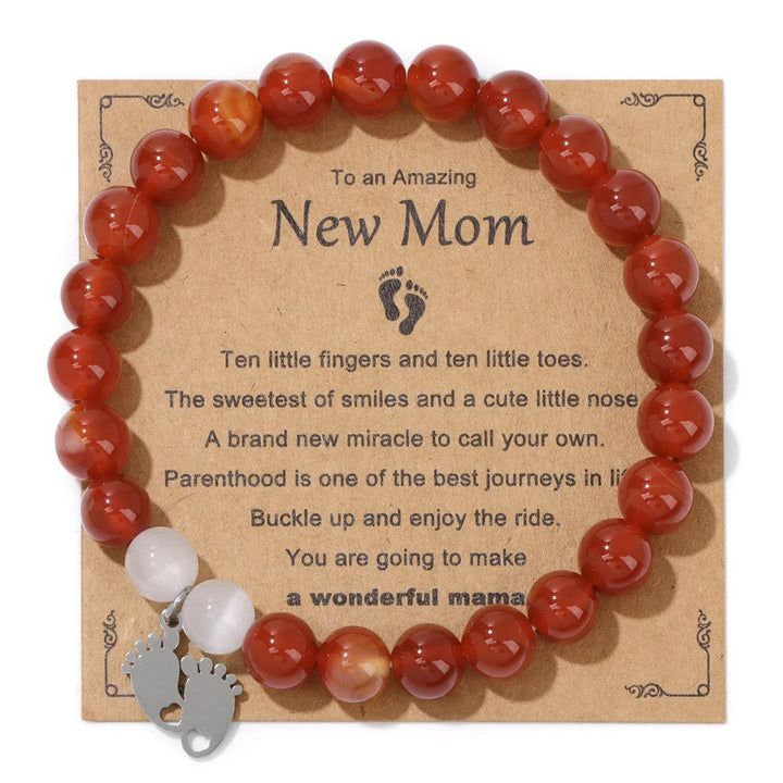 Pulsera de cuentas de piedra natural de regalo "Nueva mamá" de Olivenorma