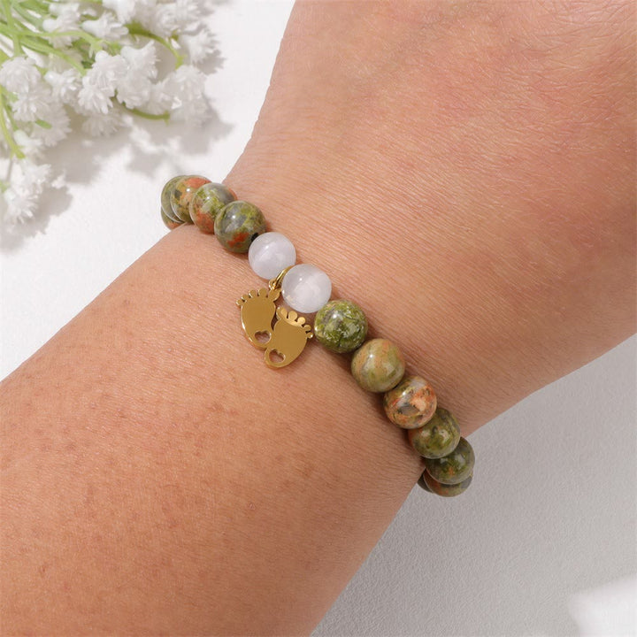 Pulsera de cuentas de piedra natural de regalo "Nueva mamá" de Olivenorma