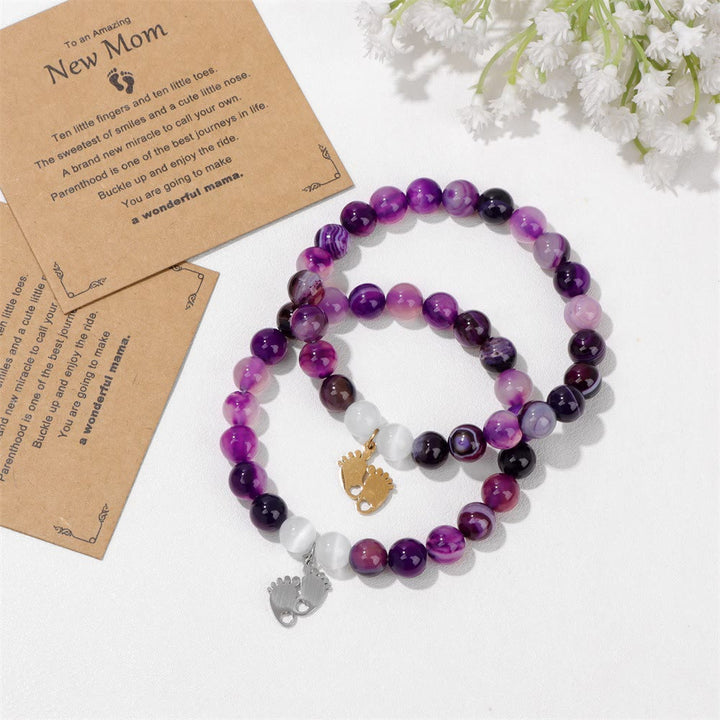 Pulsera de cuentas de piedra natural de regalo "Nueva mamá" de Olivenorma
