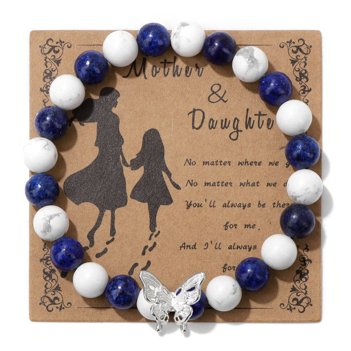 Pulsera con decoración de mariposas y cuentas de piedra natural de Olivenorma