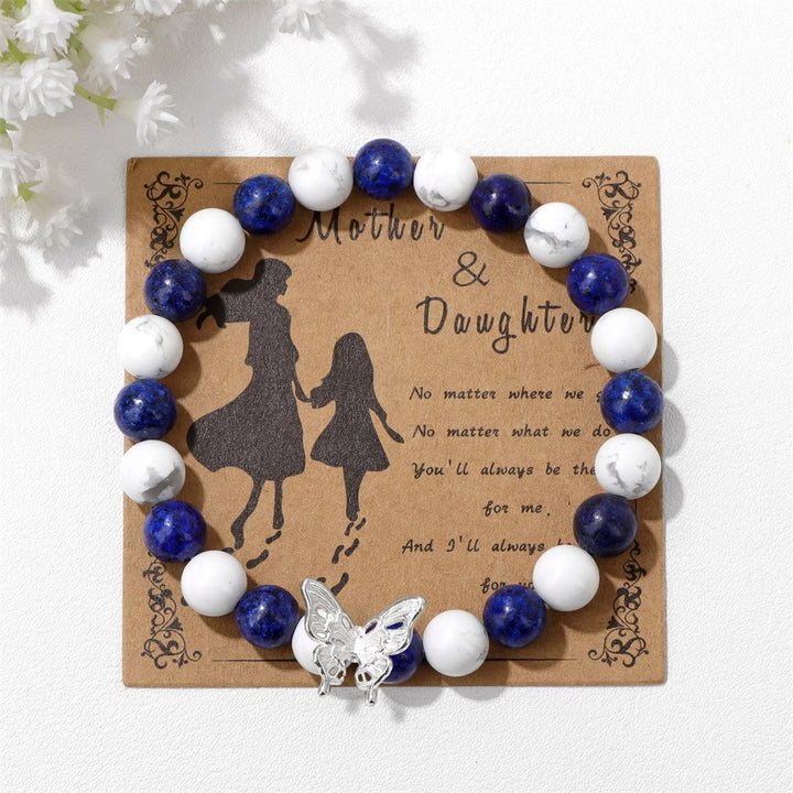 Pulsera con decoración de mariposas y cuentas de piedra natural de Olivenorma