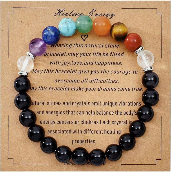 Pulsera de cuentas de piedra natural con tarjeta de bendición de Olivenorma 