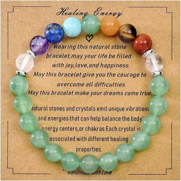 Pulsera de cuentas de piedra natural con tarjeta de bendición de Olivenorma 