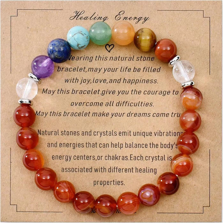 Pulsera de cuentas de piedra natural con tarjeta de bendición de Olivenorma 