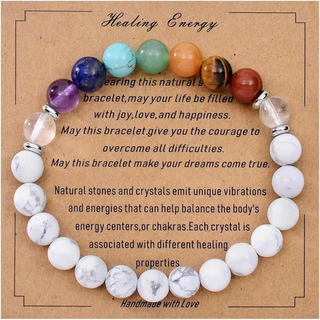 Pulsera de cuentas de piedra natural con tarjeta de bendición de Olivenorma 