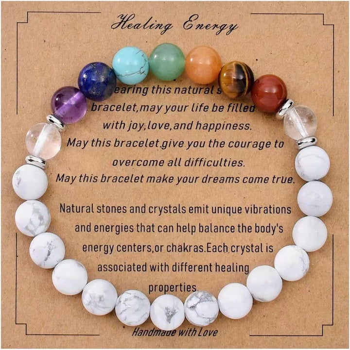 Pulsera de cuentas de piedra natural con tarjeta de bendición de Olivenorma 