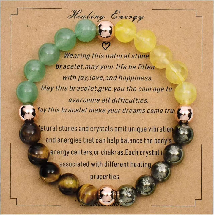 Pulsera de cuentas de piedra natural con tarjeta de bendición de Olivenorma 