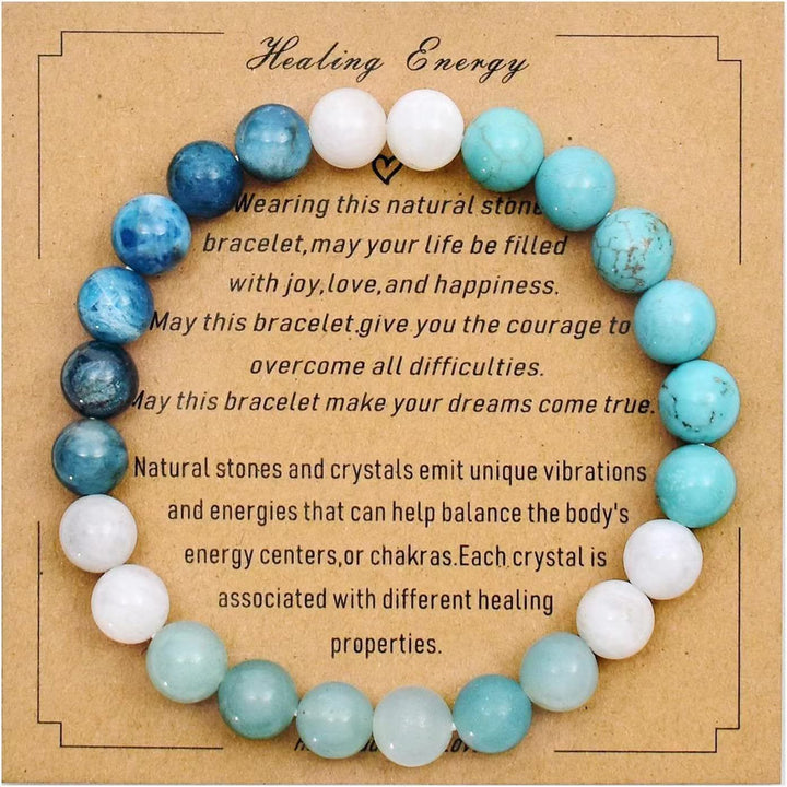 Pulsera de cuentas de piedra natural con tarjeta de bendición de Olivenorma 