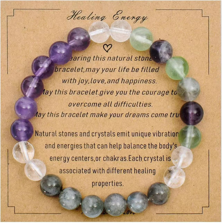 Pulsera de cuentas de piedra natural con tarjeta de bendición de Olivenorma 