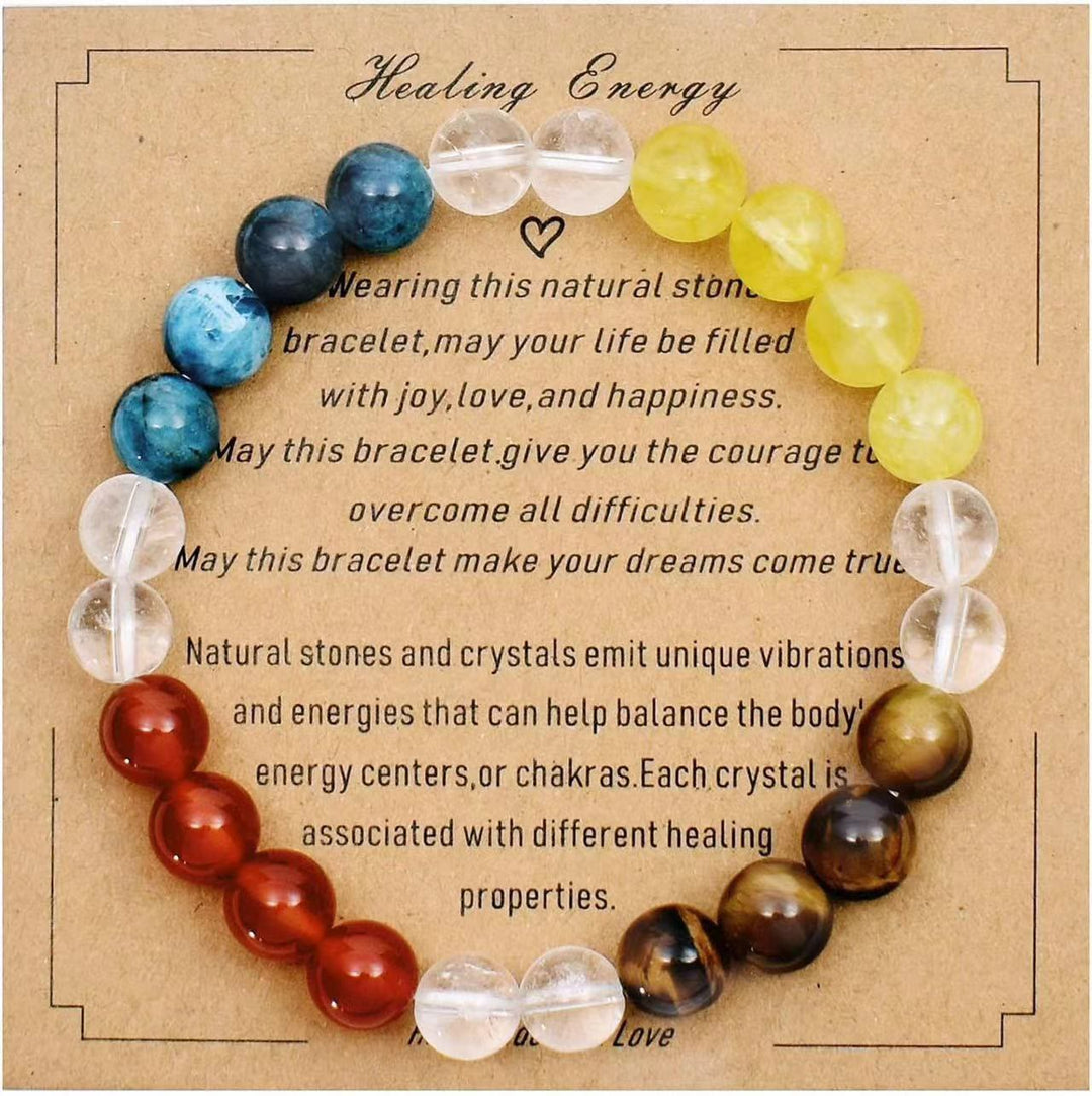 Pulsera de cuentas de piedra natural con tarjeta de bendición de Olivenorma 