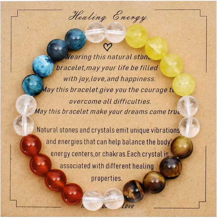 Pulsera de cuentas de piedra natural con tarjeta de bendición de Olivenorma 