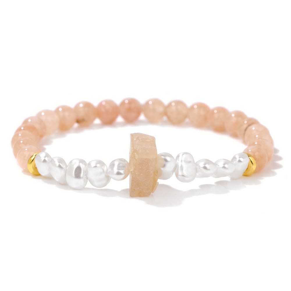 Pulsera de cuentas de cristal natural irregulares de 6 mm de Olivenorma