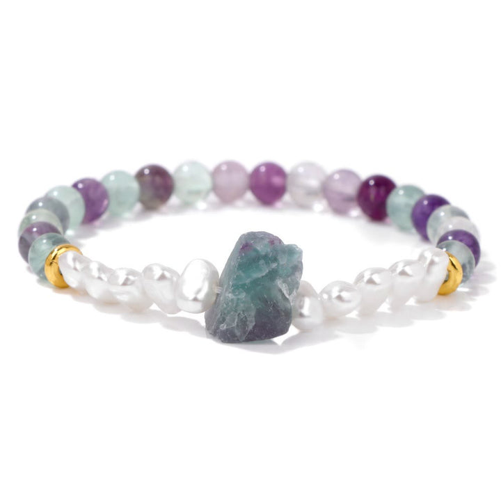 Pulsera de cuentas de cristal natural irregulares de 6 mm de Olivenorma
